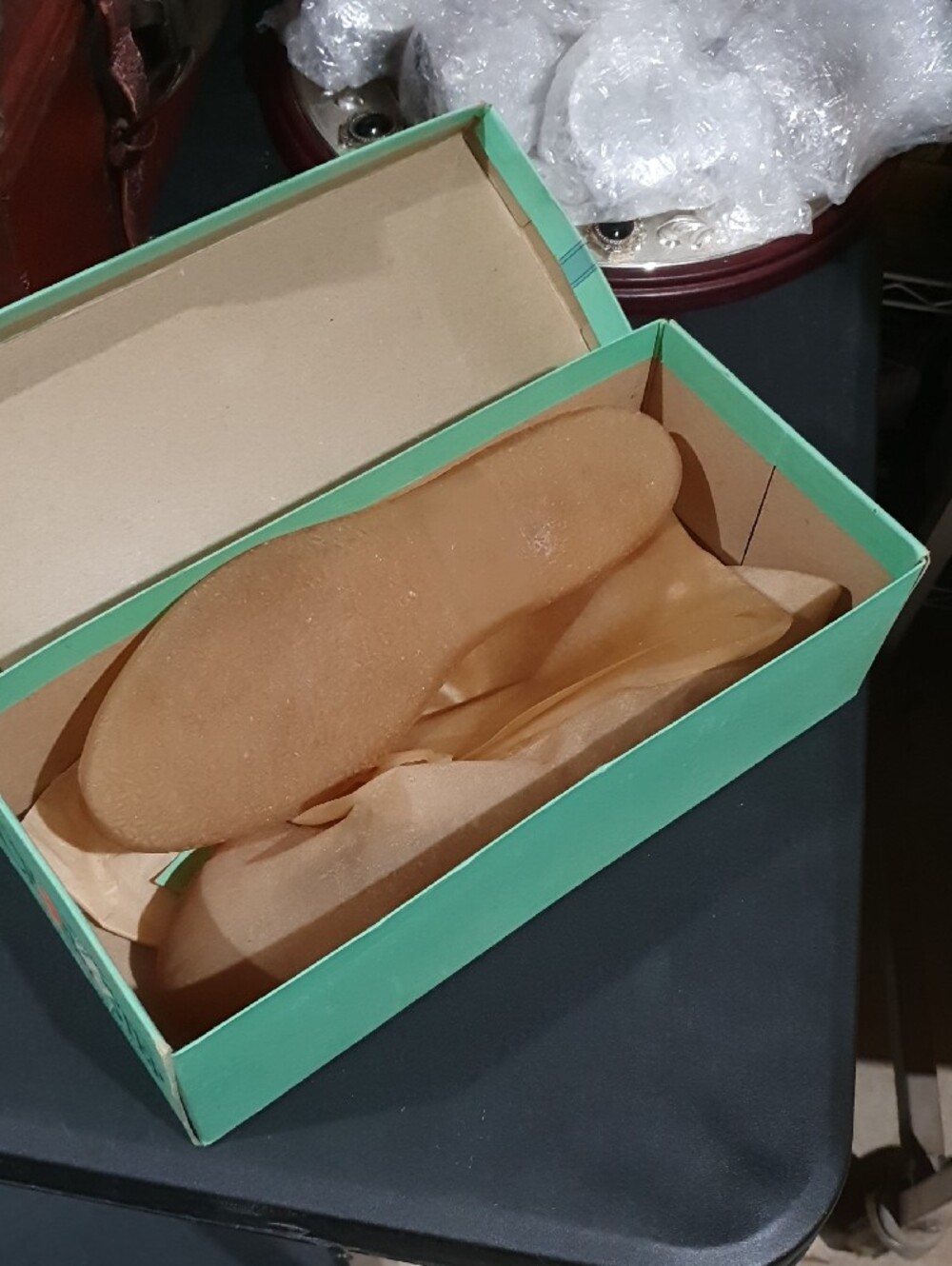 True Vintage Charm Step Mint Green Shoe Box With Galoshes